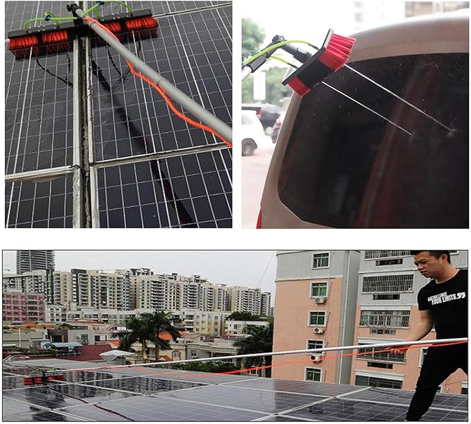 Window Cleaner Tool Solar Panel Cleaning Brush and Pole Adjustable 360° Rotatable Water Supply Brush Head for Photovoltaic Cleaner Glass Cleaning Brush Solar Panel Cleaning.