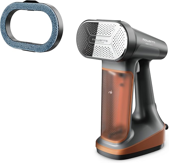 Rowenta Iron Steamer for Clothes 3in1 Hand Held Steamers Clothing Steamer Ironing Lint Remover 7.1 Oz Tank 1875 Watts Auto-Off Black &amp Copper DR8855