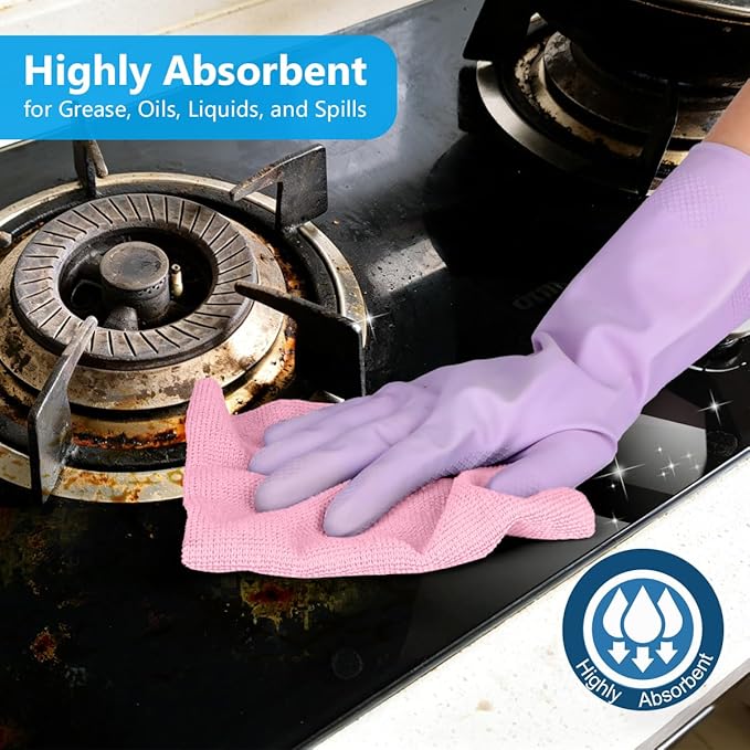 GLIMGLINT Pink Microfiber Cleaning Cloth 100 Pack Cleaning Rags Lint-Free Ultra Absorbent Reusable Paper Towels for Home Kitchen Car Garage or Shop Dish Rags 11 x 9