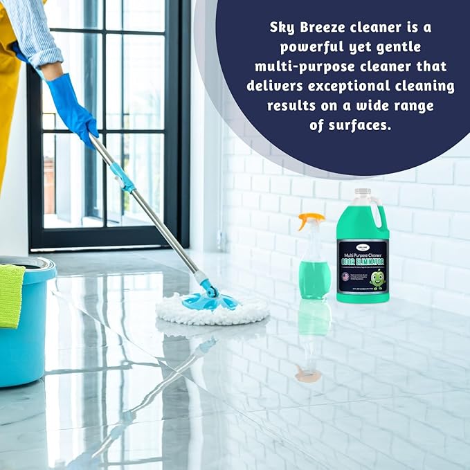 Multi Purpose Cleaner Pet Odor eliminator 64oz - Concentrate MAKES 32 GALLON - MADE IN USA- pH Neutral - Strong Floor Cleaner Odor eliminator - Stain Remover Cleaner &amp Deodorant (64 Fl Oz Sky Bre