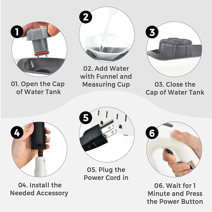 GOFLAME Multipurpose Handheld Steam Cleaner 1400W Pressurized Steamer with 17 Pieces Accessory Set 350 ml Portable Steam Mop for Home Floor Carpet Window Car (Grey)