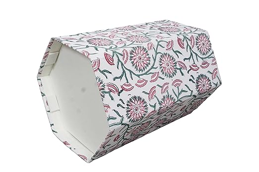 Handmade Cotton Paper Waste Basket Stylish Trash Can for Home or Office (1 White Pink SUNFLOWAR)