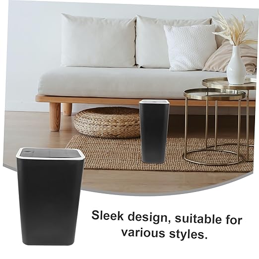 Happyyami Press Type Bathroom Garbage Can Plastic Waste Bin with Lid for Kitchen Bedroom and Bathroom Lightweight Easy to Clean Wastebasket Elegant