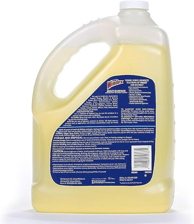 SC Johnson Professional Windex Multi-Surface Disinfectant Cleaner Citrus 1 Gallon Bottle Refill