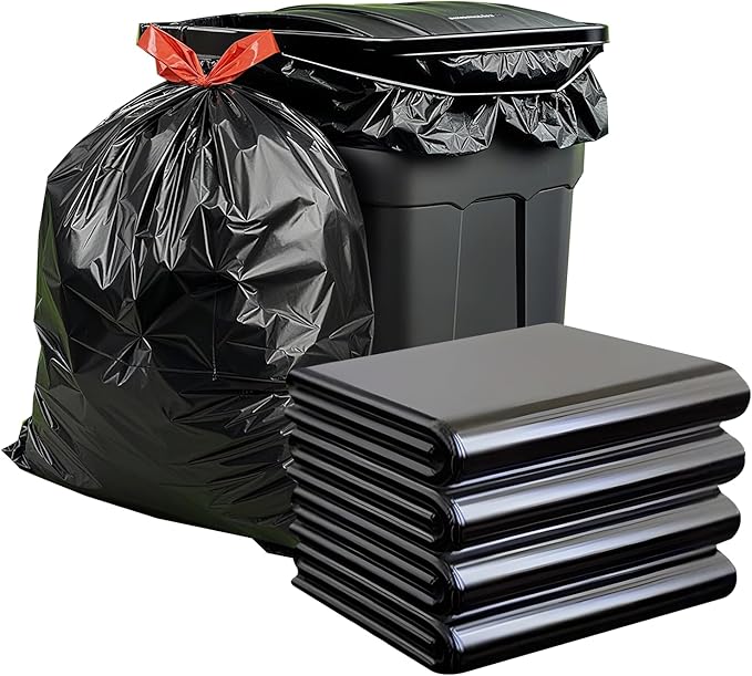6-11Gallon Heavy Duty Trash Bags with 300 Tie Ties - 300 Count Extra Thick Leak-Proof Contractor Bags for Outdoor Lawn Thickened garbage bags| 50 cm x 55 cm 20x22 InchesHousehold