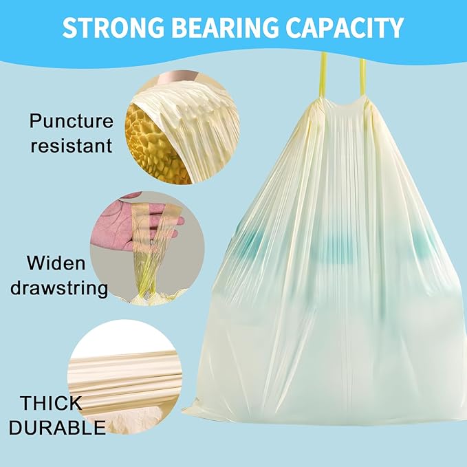 4 Gallon Yellow Trash Bags - Drawstring small trash Bags for Bathroom Kitchen Bedroom Office 200Count Durable &amp Thick Trash Bag