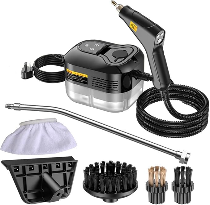 2500w Handheld Steam Cleaner High Pressure Portable Steamer with Brushes Steam Cleaner for Home Kitchen Bathroom Car Furniture Floors(Black)