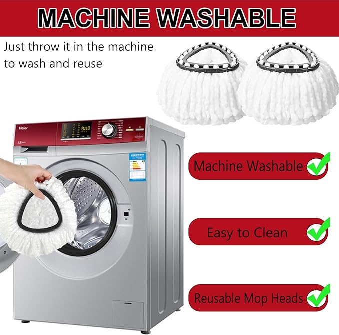 12 Pack Spin Mop Replacement Heads 100% Microfiber Spin Mop Refill for Easy Wring Compatible with Triangle Spin Mop 360 Degree Spinning Mop Replace Head for Floor Cleaning