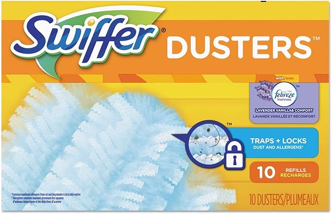 Swiffer 21459CT Refill Dusters Dust Lock Fiber Light Blue Unscented 10/Box 4 Box/Carton