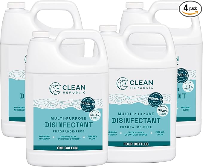 Clean Republic Multi-Purpose Disinfectant Hypochlorous Acid Cleaner 1 Gallon Bottle 4-Pack