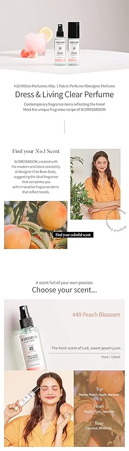 W.Dressroom Dress &amp Living Clear Perfume Set of 2 (70ml) (NO.97 April Cotton + No.49 Peach Blossom)
