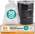 PlasticMill Contractor Bags Heavy Duty - Commercial Industrial Garbage Bags - Clear Construction Trash Bags - Outdoor Garden Trash Bags 64-Gallon 3 Mil 50x60 (10-Count)