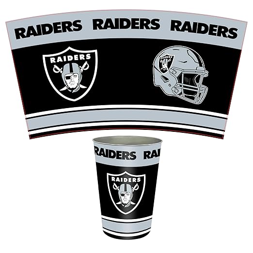 FANMATS NFL - Las Vegas Raiders Wastebasket | Black | 15x10.5x10.5 | Primary Logo Helmet &amp Wordmark