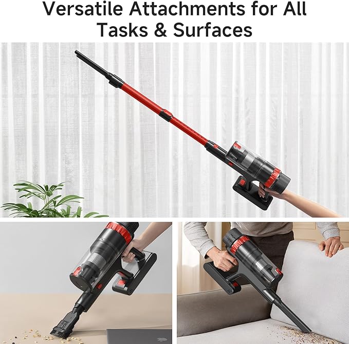 Cordless Vacuum Cleaner 560W/48KPa/70Mins Vacuum Cleaners for HomeSelf-Standing Stick Vacuum with Smart Touch ScreenRechargeable Lightweight Vacuum for Pet HairCarpets Hard Floors