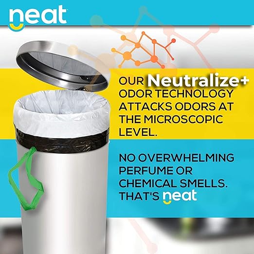 Neat Tall Kitchen 13 Gallon Drawstring Trash Bags - (MEGA 200 Count) - Triple Ply Fortified Eco-Friendly 50% Recycled Material Neutralize+ Odor Technology Reversible Black and White Garbage Bags