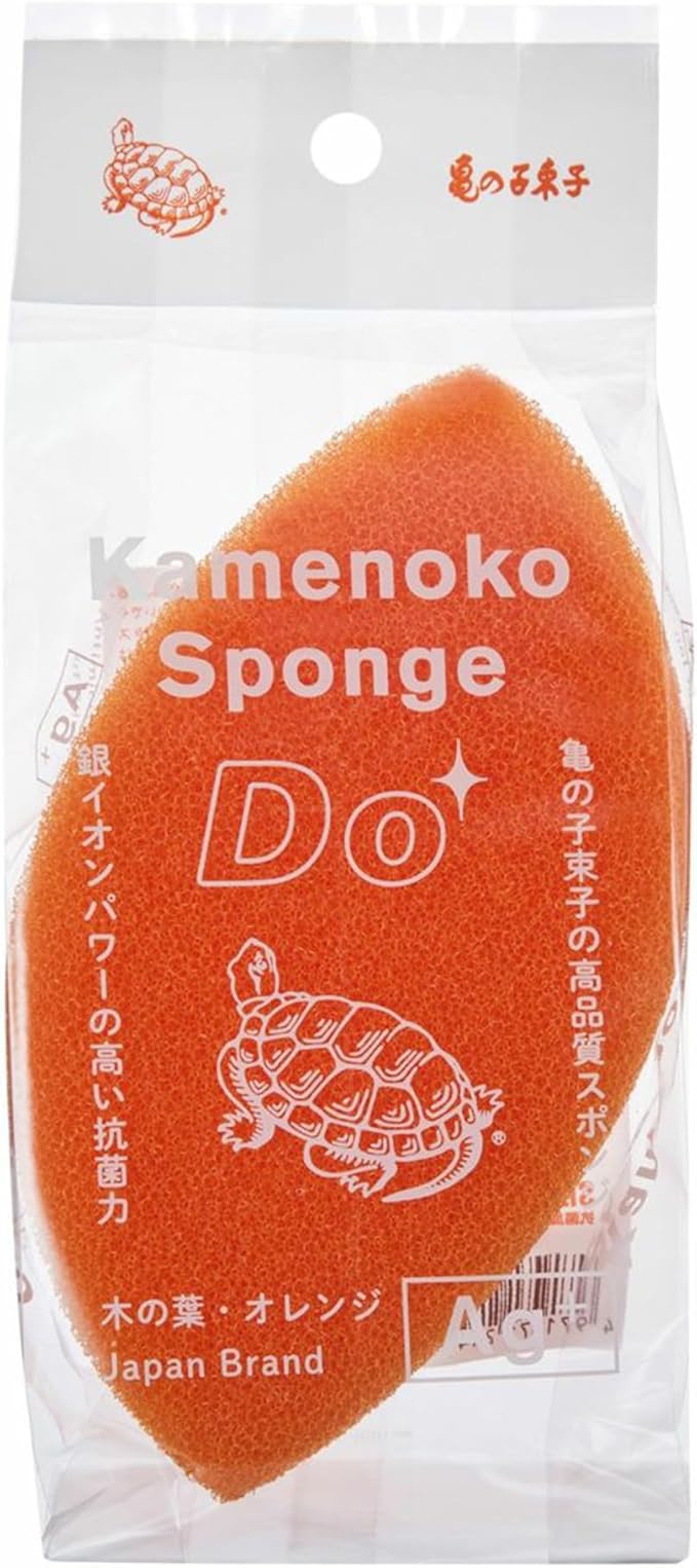 Kamenoko Sponge Do - Set of 6 - Orange - Leaf - Kitchen Sponges for Cleaning Dishes and Pans - Odor-Resistant - Made in Japan