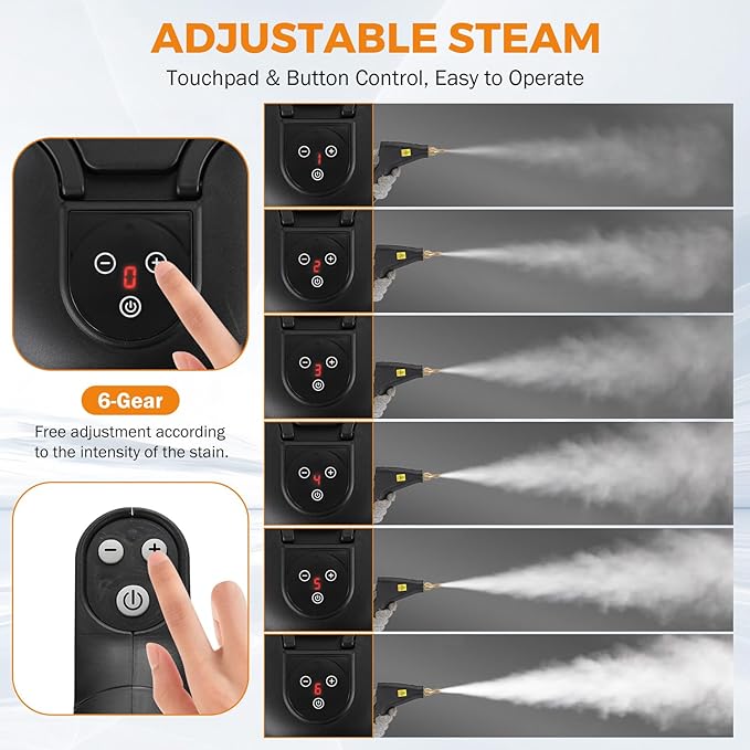 BEAMNOVA Steam Cleaner for Car Detailing 1.2L (41oz) Water Tank Portable Handheld Steamer for Cleaning Steam Gun High Pressure Multipurpose Steam Machine Black