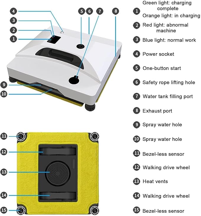 Robotic Window Cleaner with Remote Control Auto Water Spray Voice Output for Glass Tile &amp Mirrors