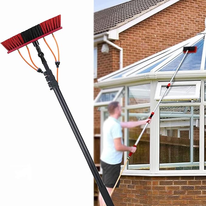 Water Fed Pole Kit Water Fed Telescopic Brush Outdoor Window Cleaner Extendable Cleaner Conservatory Roof Cleaning Photovoltaic (24FT/7.2M)