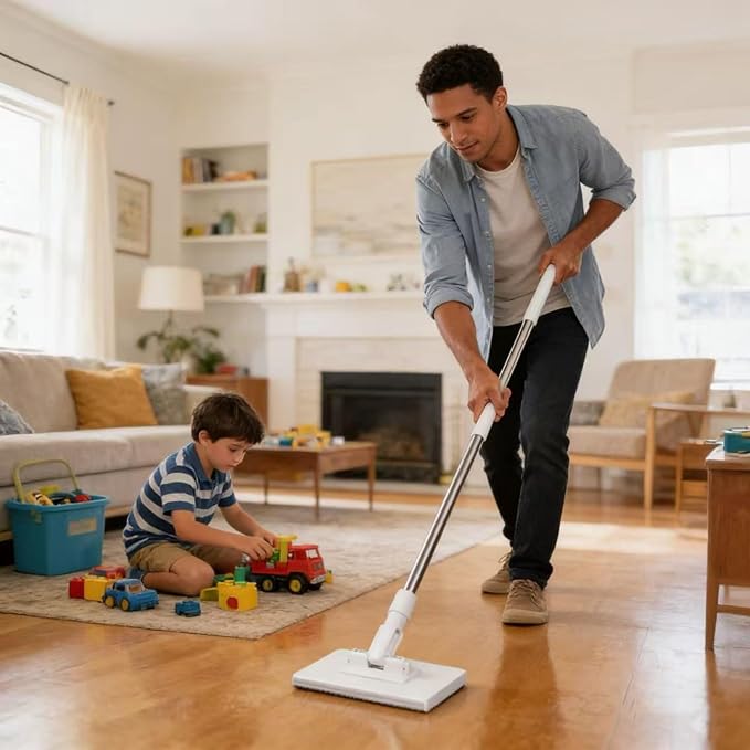 Snap Grip Mini Mop Zero Touch Mini Retractable Gap Dust Cleaner Flat Reusable One-Click Cloth Change Wash-Free for Window Glass Wall Floor (1*mop+5*Cloth)