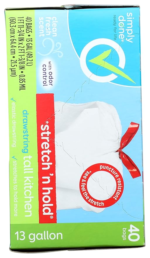 Simply Done Tall Kitchen Bags Drawstring Clean Fresh Scent 13 Gallon