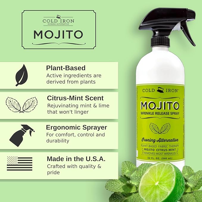 Cold Iron Wrinkle Release Spray for Clothes. 32 fl oz. Citrus Mint &amp Atlas Travel Size 3 fl oz Sea Breeze. Fast Easy to Use Ironing Alternative. Spray Smooth Hang. Award Winning