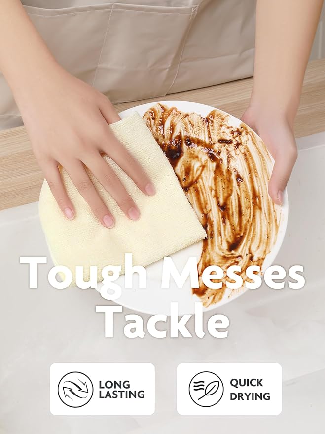 Fantasticlean Microfiber Cleaning Cloth Roll -40 Pack Tear Away Microfiber Towels 12 x 12 Reusable Washable Scratch Free Ultra Absorbent Dishcloth for All-Around Cleaning Supplies (Beige)