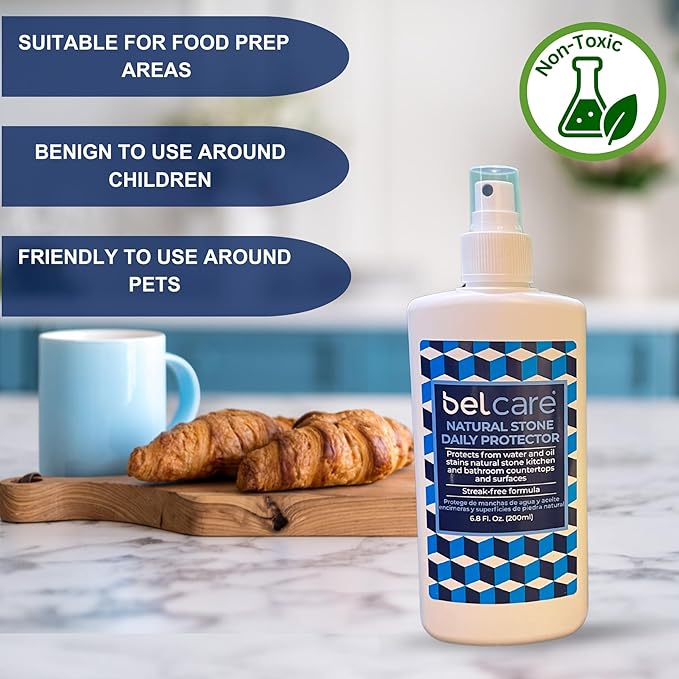 Natural Stone Marble and Granite Protector | Water-Based Stone Sealer Spray pH-Neutral Surface Protector for Countertops Vanities &amp Other Natural Surfaces – 6.8 fl oz