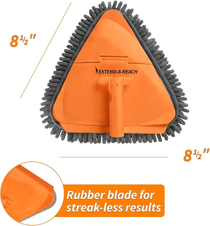 Wall Cleaner Tool with 4 Replacement Pads // 3-in-1 Wall Washer Mop for Walls Baseboards and Windows // Wall and Baseboard Cleaner Fits All Extension Poles with Acme Thread (Pole Sold Separately)