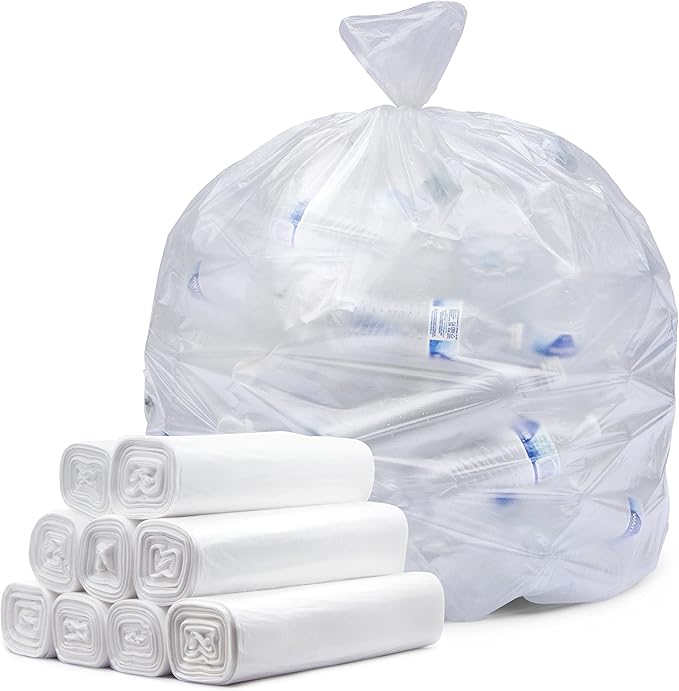 Tasker 64-65 Gallon Clear Trash Bags Heavy Duty Recycling Bag (Huge 120 Count) 60 Gallon Clear Extra Large Recycling Garbage Bags