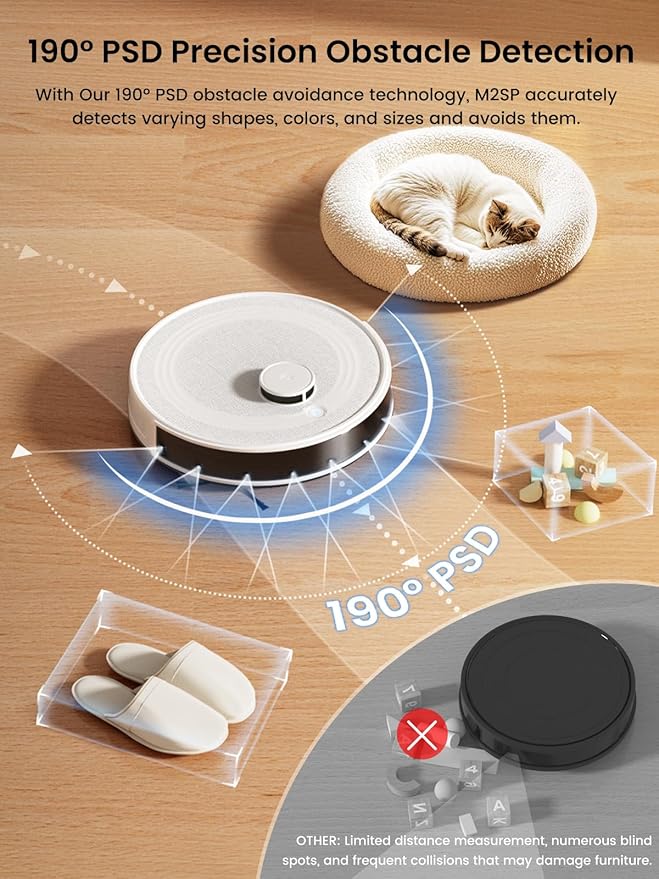 Lefant Robot Vacuum and Mop Combo 8 Weeks Self-Emptying with Dual Dustbin Options 6000Pa LiDAR Robotic Vacuum Cleaner with Precision Mapping 240mins Carpet Detection WiFi/App/Alexa M2S Pro
