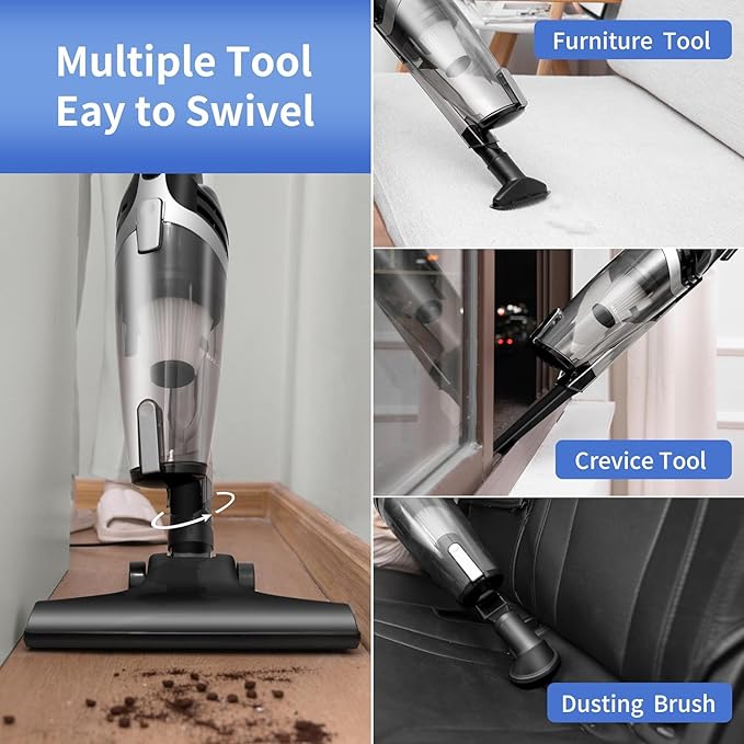 Corded Stick Vacuum Cleaner for Home Pet Hair Lightweight Stick Vacuum Cleaner with Powerful Suction for Carpet Tile and Hard Floor