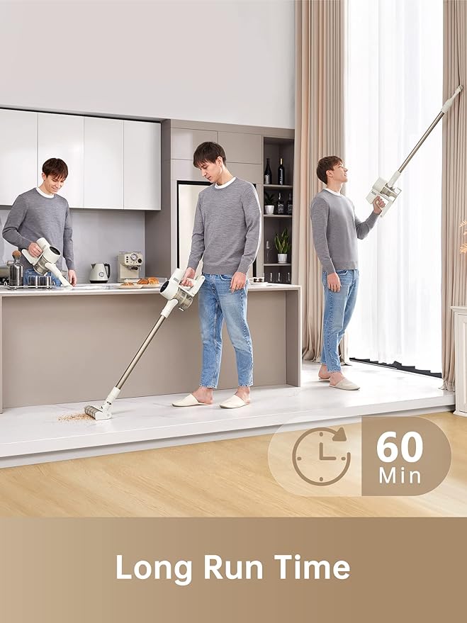 DREAME Cordless Stick Vacuum Cleaner for Home Powerful 120AW Suction with Anti-Tangle Brush LED Headlights Five-Layer Filtration Up to 60 Mins Handheld Vacuum Deep Clean Hair Hard Floor Carpet