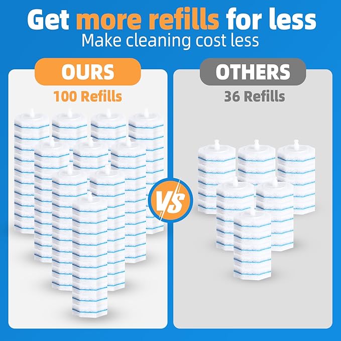 100 Count Toilet Wand Refills Disposable Toilet Brush Toilet Cleaner Refill Pads Wand Kit Scrubber Refills Compatible With Most Brushes No Falling Apart Fresh Fragrance