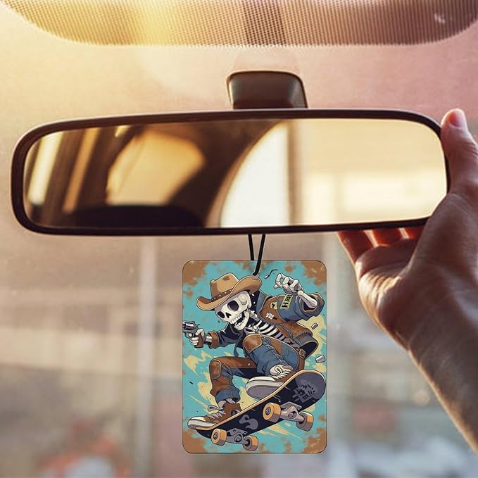 5PCS Car Air Freshener Hanging Personalized Double Sided Skull Cowboy Car Fresheners Long Lasting New Cars Scents Cute Automotive Freshies for Closets Drawers (tea)