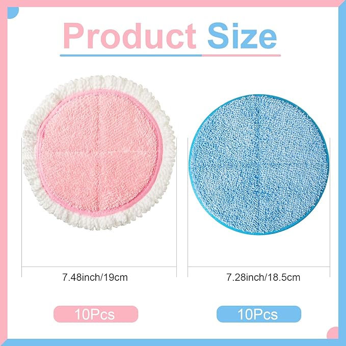 Irenare 20 Pack Electric Mop Pads Spin Replacement 7.28 Inch Round Mop Pads for Floor Cleaning Reusable Washable Electric Spin Replacement Supplies for Kitchen Floor Cleaning(Classic Color)