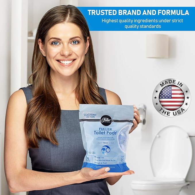Fuller Brush Toilet Bowl Cleaner Pods - Water Soluble Tablet Cleansers Cleans Descales &amp Refreshes Bathroom Toilets Removes Odors Soils &amp Stains Light Fresh Scent Ideal for Homes &amp Busine