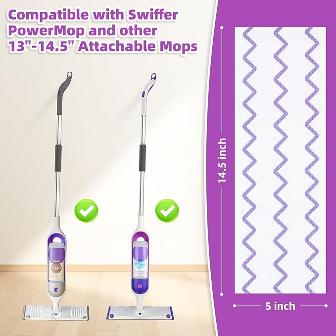 50 Count Microfiber Mop Pads Compatible with Swiffer Powermop Disposable or Reusable Replacement Pads for Wet &amp Dry Use PowerMop Refills for Multi-Surface Floor Cleaning