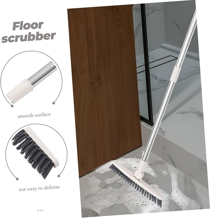 Mobestech 2pcs Floor Scrub Brush Handle Rotatable Cleaning Tool for Deep Clean Bathroom Shower and Tight Spaces Stiff Bristle Design for Grout and Tile Cleaning