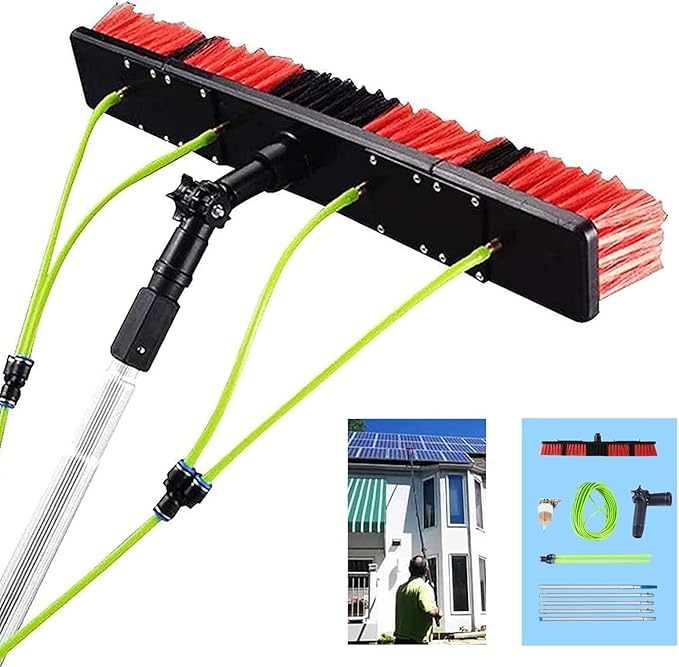 Telescopic Pole Kit Cleaning Brush5-12m Window Cleaning PoleWindow Cleaning Brush Equipment Window Cleaner Kit Water/Hose Fed Pole Cleaning Photovoltaic and Solar Panels 10m/33ft Rod 50