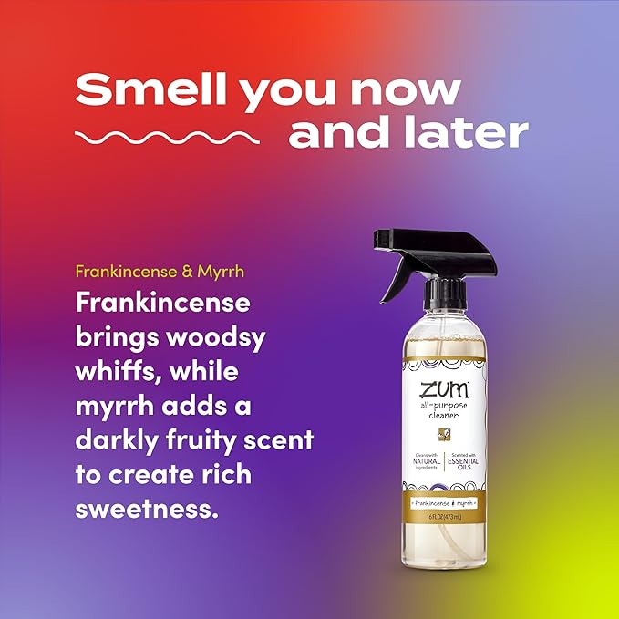 Zum by Indigo Wild All-Purpose Cleaner Combo (Pack of 2) - Natural Multipurpose Cleaners with Essential Oils Baking Soda &amp More - Frankincense &amp Myrrh &amp Sea Salt 16 fl oz Each