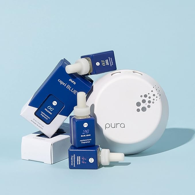 Capri Blue Pura Smart Home Plug-in Diffuser Refills – Includes 2 Capri Blue Pura Refills for Plug In Diffusers for Home - Long Lasting Luxury Scents - Blue Jean (Pack of 2)