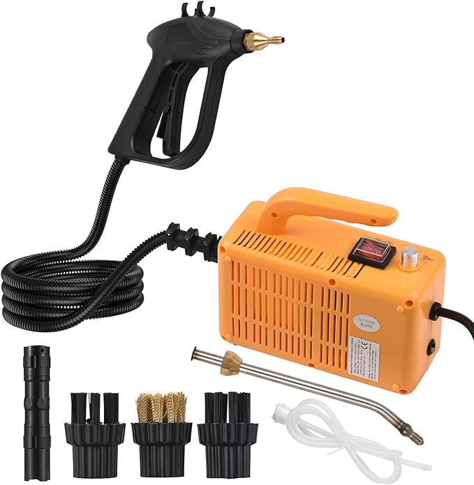 1700W High Pressure Steam Cleaner Handheld Portable Steam Cleaning Machine with 3 Brushes for Cleaning Grout Tile Car Kitchen Bathroom (Self Controlled 220V 2600W)