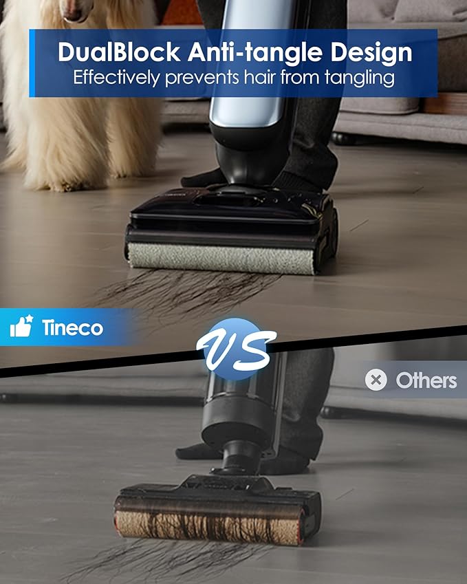 Tineco Floor One S9 Artist Pro Wet Dry Vacuum Cleaner 22kPa Suction 360° SmoothDrive Anti-Tangle Design 185°F Flashdry 75 Min Runtime Dual-Edge Cleaning 180° Lay-Flat