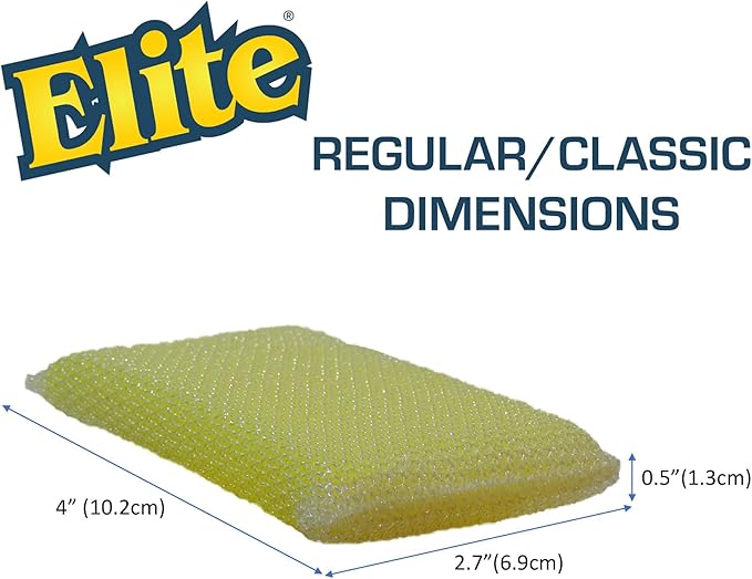 Elite All Purpose Cleaning Pad 24 Pads (Bulk) Non Scratch Dish Sponge Scrubber Sponges for Kitchen and Household Use Made in USA