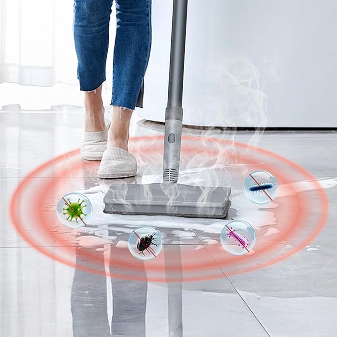 FEPPO 2-in-1 Steam Mop &amp Handheld Cleaner Bundle with 10-in-1 Accessories &amp 4 Washable Pads (Includes 2 Extra Pads) - 1300W Powerful Steamer for Floors Hardwood Tile Grout Windows Kitchen