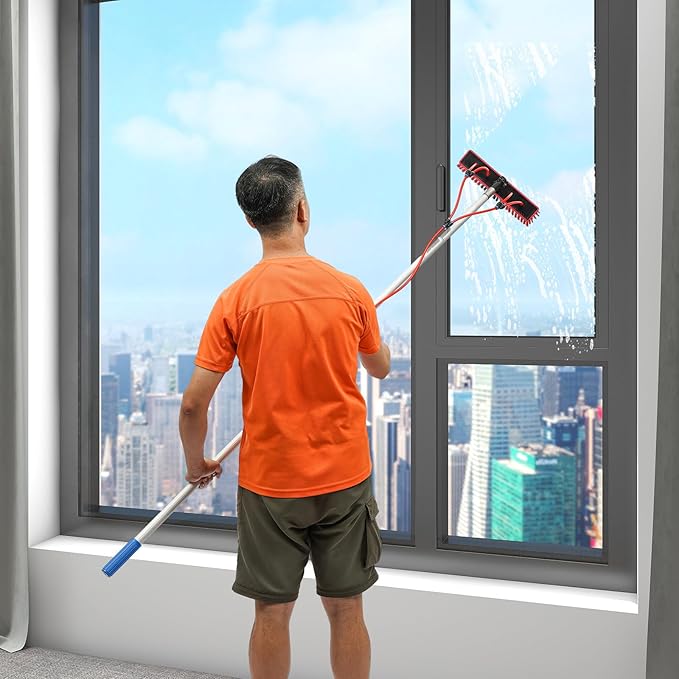 Window Cleaning Poles Water Fed Brush Window Solar Panel Cleaning Washing Pole w/ 20m Pipe Cleaning Extendable Telescopic Pole Water Fed Brush Spray Washer