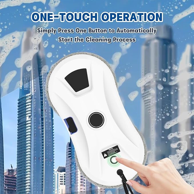 Window Cleaning Robot 2800Pa Robot Window Cleaner with Intelligent Edge Detection Remote Control Automatic Window Cleaner Suitable for Indoor/Outdoor Glass Mirrors Tiles