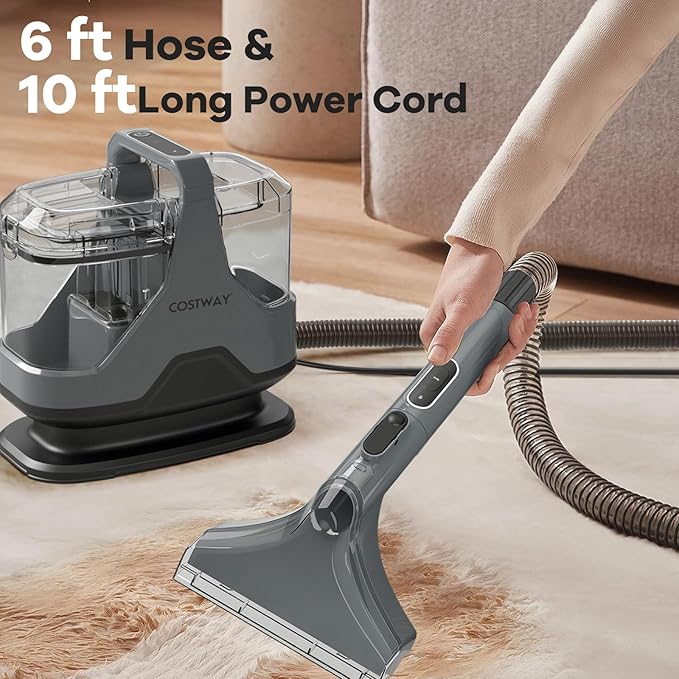 COSTWAY Upholstery Cleaner Machine Portable Spot Cleaner with 15Kpa Powerful Suction 600W Cleaning Machine with Versatile Attachments for Couch Stairs Carpet Pet Messes