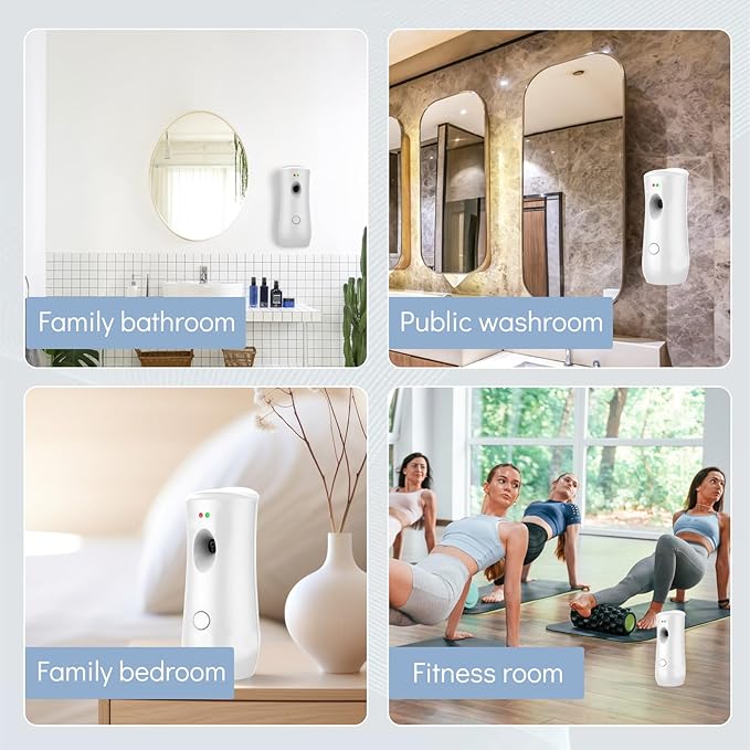 Automatic Air Freshener Spray Wall Mounted or Free Standing Automatic Scent Dispenser Motion Sensor Air Freshener Air Automatic Spray Dispenser for Room and Restroom Sprayer (White)
